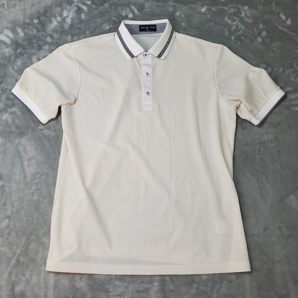 Jean Pierre Mens Short Sleeve Mesh Polo Shirt Cream Size L Air Player Sport Golf